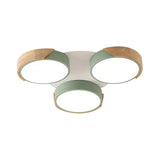Modern White/Green Round Flush Ceiling Light With Stylish Metal Finish - 3/7 Heads Lamp For Living