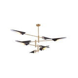Modern Metal Quill Chandelier: Sleek Living Room Pendant Light With Sputnik Design