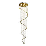 Contemporary Stainless Steel Spiral Ceiling Lamp With Crystal Beaded Flush Mount - 6 Bulbs 86.5 Tall