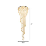 Modern Crystal Strand Stainless Steel Ceiling Flush Mount Light - Spiral Staircase Flushmount (4