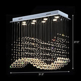 8-Light Wavy Ceiling Flush Mount With Stainless Steel Frame And Clear Crystal Orb Design
