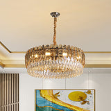 Modern Crystal Round Chandelier Pendant Light With 6/10 Silver Heads Ideal For Bedroom Suspension