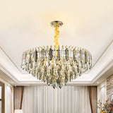 Contemporary Silver Chandelier - Clear Crystal Conical Ceiling Light For Bedroom (6/9/16-Bulb) 12 /