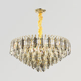 Contemporary Silver Chandelier - Clear Crystal Conical Ceiling Light For Bedroom (6/9/16-Bulb)