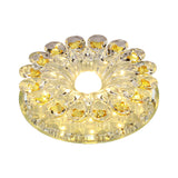 Lotus Crystal Led Flush Mount Lamp - Contemporary Close To Ceiling Light In Chrome