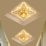 Lotus Clear Crystal Led Flush Mount: Modern Style Close To Ceiling Lighting For Corridors
