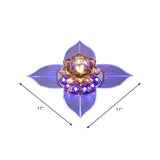 Minimal Led Flower Flush Mount Light: Clear Crystal Ceiling Lamp For Porch