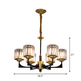 Modern Black And Brass Crystal Prism Chandelier With 4/6/12 Lights