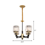 Modern Black And Brass Crystal Prism Chandelier With 4/6/12 Lights
