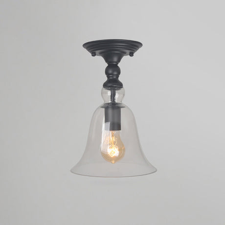 Semi Mount Farmhouse Ceiling Lamp With Clear Glass Shade Geometry Corridor Brass Lighting (1 Bulb) /