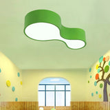 Contemporary Acrylic Led Flush Mount Light For Kindergarten - Red/Yellow/Blue/Green Gourd Shape