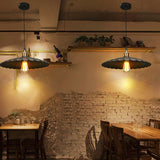 Scalloped Black Metal Pendant Light For Warehouse And Dining Room