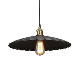 Modern Black Scalloped Metal Pendant Lamp - Hanging Ceiling Light For Warehouse And Dining Room