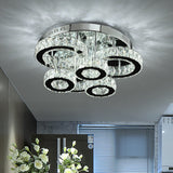 Modern Chrome Crystal Flush Mount Led Lamp For Bedroom Ceiling Clear / Small