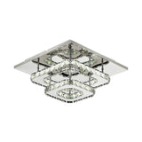Modern Led Crystal Flush Mount Ceiling Light With Beveled Square Design For Corridor Chrome Finish