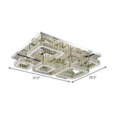 Chrome Square Flushmount Crystal Led Ceiling Light For Living Room - Simplicity And Elegance