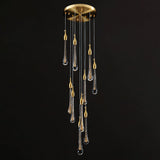 Gold Droplet Stairs Pendant Light Kit - Water Glass Modern Hanging Lamp