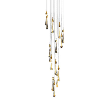 Gold Droplet Stairs Pendant Light Kit - Water Glass Modern Hanging Lamp