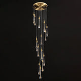 Gold Droplet Stairs Pendant Light Kit - Water Glass Modern Hanging Lamp