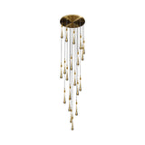 Gold Droplet Stairs Pendant Light Kit - Water Glass Modern Hanging Lamp