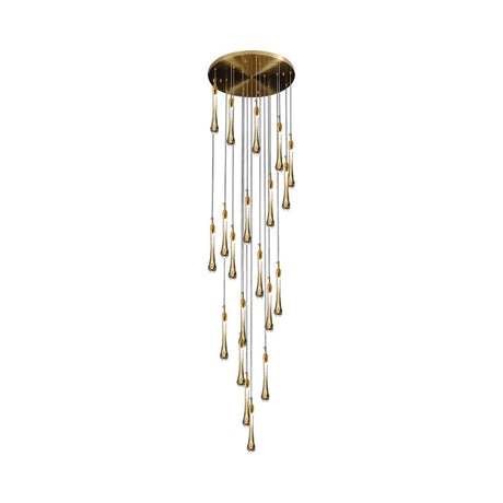 Gold Droplet Stairs Pendant Light Kit - Water Glass Modern Hanging Lamp