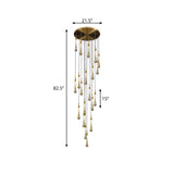 Gold Droplet Stairs Pendant Light Kit - Water Glass Modern Hanging Lamp