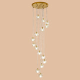 Modern Gold Spiral Design Glass Pendant Light For Stairs - Multi-Pendant Ball Clear Pendulum