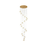 Modern Gold Spiral Design Glass Pendant Light For Stairs - Multi-Pendant Ball Clear Pendulum