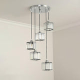 Beveled Crystal Cubic Pendant Suspension Light With Contemporary Swirl Design