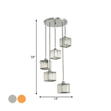 Beveled Crystal Cubic Pendant Suspension Light With Contemporary Swirl Design