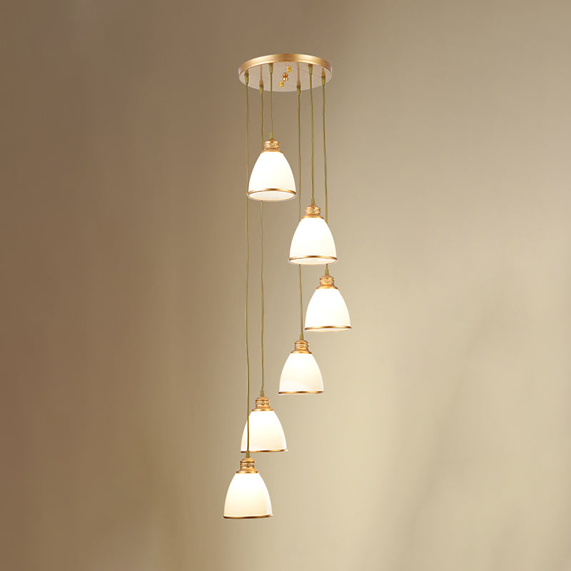 Sleek Opal Glass Spiral Pendant Ceiling Light For Living Room