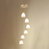 Sleek Opal Glass Spiral Pendant Ceiling Light For Living Room