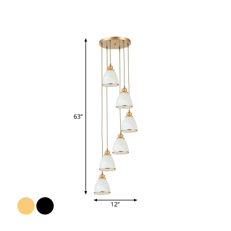 Sleek Opal Glass Spiral Pendant Ceiling Light For Living Room
