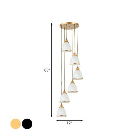 Sleek Opal Glass Spiral Pendant Ceiling Light For Living Room