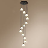 Sleek Opal Glass Spiral Pendant Ceiling Light For Living Room