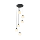 Black Milky Glass Spiral Multi Pendant Ceiling Light For Stairs