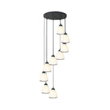 Contemporary Dome Stairs Swirl Pendant Light In Black With Opal Glass Accent Stylish Hanging