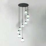 Contemporary Dome Stairs Swirl Pendant Light In Black With Opal Glass Accent Stylish Hanging
