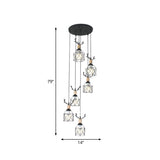 Modernist Black Hexagon Cage Pendant Lamp With Spiral Metal Design