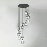 Modernist Black Hexagon Cage Pendant Lamp With Spiral Metal Design