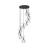 Modernist Black Hexagon Cage Pendant Lamp With Spiral Metal Design