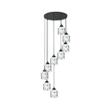 Modernist Black Hexagon Cage Pendant Lamp With Spiral Metal Design 9 / A