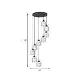 Modernist Black Hexagon Cage Pendant Lamp With Spiral Metal Design