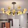 Sleek Black Spherical Pendant Light With Glass Shade – Ideal For Dining Room 8 / Cognac Natural