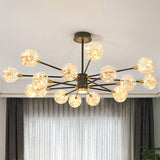 Modern Led Chandelier With Orb Glass Shade - Starburst Hanging Ceiling Light For Living Room 16 /