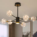 Modern Led Chandelier With Orb Glass Shade - Starburst Hanging Ceiling Light For Living Room 6 /