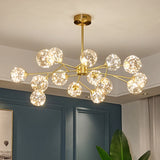 Stylish Ball Chandelier: Cognac Glass Starry Led Bedroom Pendant Light Gold