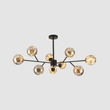 Stylish Ball Chandelier: Cognac Glass Starry Led Bedroom Pendant Light