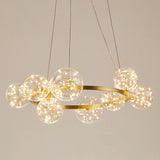 Modern Gold Starry Led Chandelier - Orb Bedroom Ceiling Lamp