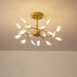 Gold Acrylic Leaf Chandelier With Modern Led Suspension - Perfect For Living Room